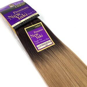 14" Outre Premium New Yaki 100% Human Hair Extensions T1B/27 Dark Root Blonde